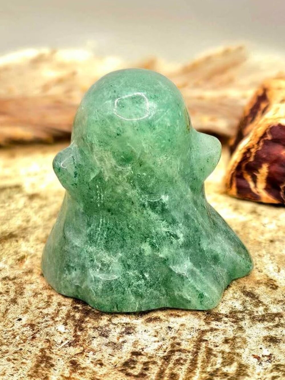 Green Aventurine Quartz Carved Ghost Decor Figure